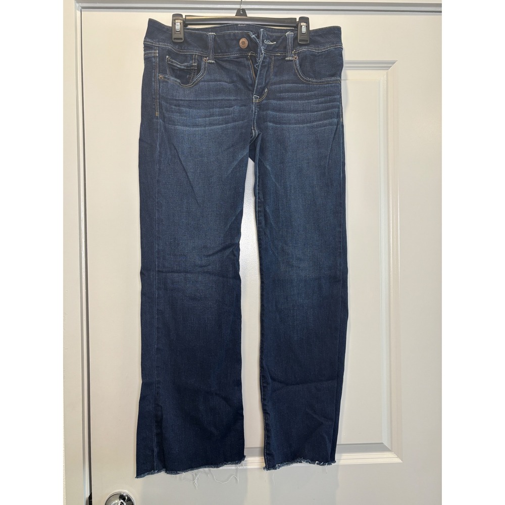 American Eagle Outfitters Slim Boot Jeans Dark Wash Cut Off Hem Size 12